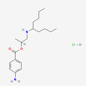molecular formula C19H33ClN2O2 B13780135 Benzoic acid, p-amino-, (2-((1-butylpentyl)amino)-1-methyl)ethyl ester, hydrochloride CAS No. 69781-73-3