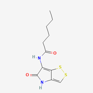 molecular formula C11H14N2O2S2 B13780265 N-(5-oxo-4h-dithiolo(3,4-d)pyrrol-6-yl)hexanamide CAS No. 92680-94-9