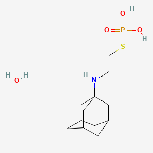 molecular formula C12H24NO4PS B13780431 Ethanethiol, 2-(1-adamantyl)amino-, hydrogen phosphate (ester), hydrate CAS No. 90378-85-1