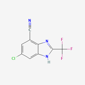 molecular formula C9H3ClF3N3 B13780437 Benzimidazole-4-carbonitrile, 6-chloro-2-(trifluoromethyl)- CAS No. 89427-08-7