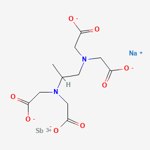 molecular formula C11H14N2NaO8Sb B13780440 Antimony sodium propylene diamine tetraacetic acid dihydrate CAS No. 66922-79-0