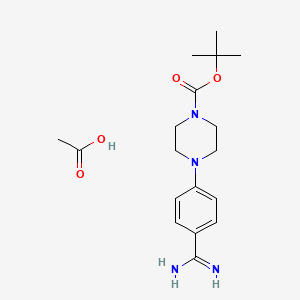 molecular formula C18H28N4O4 B1378054 1-Boc-4-(4-carbamimidoyl-phenyl)-piperazine acetate CAS No. 1220040-03-8