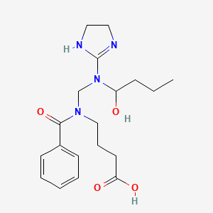 molecular formula C19H28N4O4 B13780554 4-(Benzoyl(((4,5-dihydro-1H-imidazol-2-yl)(1-hydroxybutyl)amino)methyl)amino)butyric acid CAS No. 81186-18-7