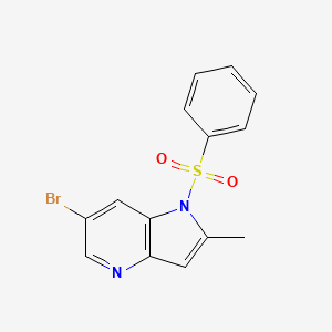 molecular formula C14H11BrN2O2S B1378060 1-Benzenesulfonyl-2-methyl-6-bromo-4-azaindole CAS No. 1427503-34-1