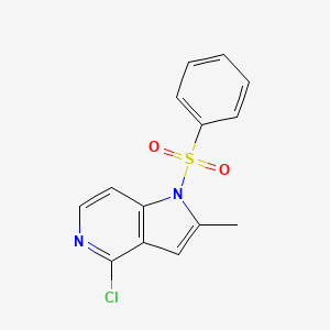 molecular formula C14H11ClN2O2S B1378062 1-Benzenesulfonyl-4-Chloro-2-dimethyl-5-azaindole CAS No. 1448259-93-5