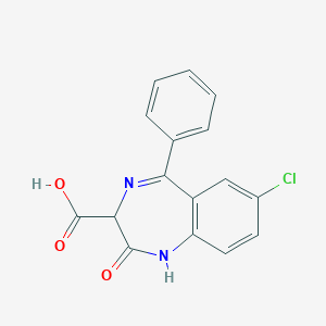 molecular formula C16H11ClN2O3 B137807 1H-1,4-Benzodiazepine-3-carboxylicacid, 7-chloro-2,3-dihydro-2-oxo-5-phenyl-, (-)- CAS No. 149128-44-9