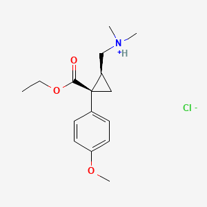 molecular formula C16H24ClNO3 B13780737 Cyclopropanecarboxylic acid, 2-((dimethylamino)methyl)-1-(p-methoxyphenyl)-, ethyl ester, (Z)-, monohydrochloride CAS No. 85467-77-2