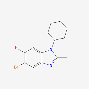 molecular formula C14H16BrFN2 B1378079 5-Bromo-1-cyclohexyl-6-fluoro-2-methyl-1,3-benzodiazole CAS No. 1400644-59-8