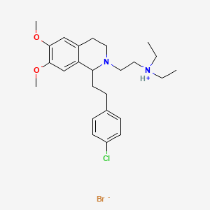 molecular formula C25H36BrClN2O2 B13780840 Isoquinoline, 1,2,3,4-tetrahydro-1-(4-chlorophenethyl)-2-(2-(diethylamino)ethyl)-6,7-dimethoxy-, hydrobromide CAS No. 63937-74-6