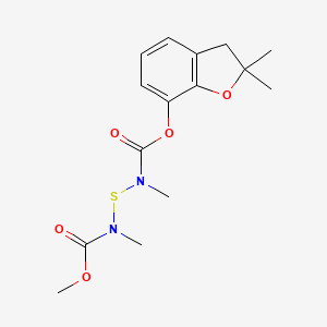 molecular formula C15H20N2O5S B13780869 Benzofuran, 2,3-dihydro-2,2-dimethyl-7-(N-(N-methyl-N-methoxycarbonylaminothio)-N-methylcarbamoyloxy)- CAS No. 65907-26-8