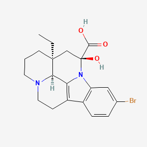 molecular formula C20H23BrN2O3 B13780982 Eburnamenine-14-carboxylic acid, 11-bromo-14,15-dihydro-14-hydroxy-, (3alpha,14beta,16alpha)- CAS No. 84964-13-6