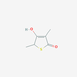 molecular formula C6H8O2S B13780983 4-hydroxy-3,5-dimethyl-5H-thiophen-2-one 