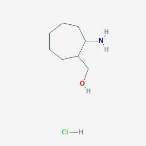 molecular formula C8H18ClNO B1378107 (2-Aminocycloheptyl)methanol hydrochloride CAS No. 1384429-98-4