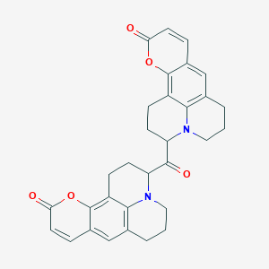 molecular formula C31H28N2O5 B13781073 bis-(2,3,5,6-1H,4H-tetrahydroquinolizino[9,9a,1-gh]coumarin-3-yl)carbonyl 