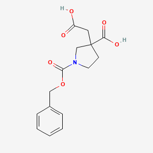 molecular formula C15H17NO6 B1378110 1-[(Benzyloxy)carbonyl]-3-(carboxymethyl)pyrrolidine-3-carboxylic acid CAS No. 1384430-43-6