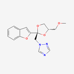 molecular formula C16H17N3O4 B13781112 1H-1,2,4-Triazole, 1-((2-(2-benzofuranyl)-4-(methoxymethyl)-1,3-dioxolan-2-yl)methyl)-, trans- CAS No. 98519-28-9