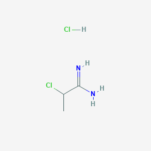 molecular formula C3H8Cl2N2 B1378114 2-Chloropropanimidamide hydrochloride CAS No. 120883-73-0