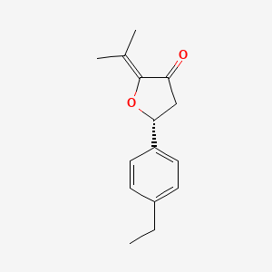 molecular formula C15H18O2 B13781140 (5R)-5-(4-ethylphenyl)-2-propan-2-ylideneoxolan-3-one 