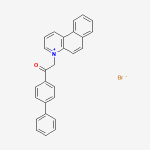 molecular formula C27H20BrNO B13781147 2-benzo[f]quinolin-4-ium-4-yl-1-(4-phenylphenyl)ethanone;bromide 