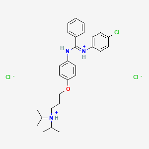 molecular formula C28H36Cl3N3O B13781149 Benzamidine, N'-(p-chlorophenyl)-N-(p-(3-(diisopropylamino)propoxy)phenyl)-, dihydrochloride CAS No. 80785-15-5