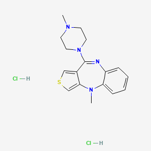 molecular formula C17H22Cl2N4S B13781168 4H-Thieno(3,4-b)(1,5)benzodiazepine, 4-methyl-10-(4-methyl-1-piperazinyl)-, dihydrochloride CAS No. 74137-79-4