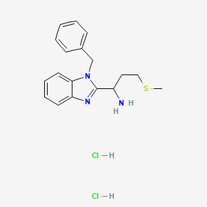 molecular formula C18H23Cl2N3S B1378118 1-(1-benzyl-1H-1,3-benzodiazol-2-yl)-3-(methylsulfanyl)propan-1-amine dihydrochloride CAS No. 1384429-53-1