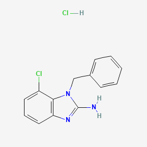 molecular formula C14H13Cl2N3 B1378130 1-benzyl-7-chloro-1H-1,3-benzodiazol-2-amine hydrochloride CAS No. 1394040-29-9