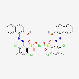 molecular formula C34H22BaCl4N4O8S2 B13781308 barium(2+);3,6-dichloro-2-[(2-hydroxynaphthalen-1-yl)diazenyl]-4-methylbenzenesulfonate CAS No. 68368-35-4