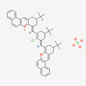 molecular formula C54H58Cl2O6 B13781343 10-tert-Butyl-8-[5-tert-butyl-3-(10-tert-butyl-10,11-dihydro-9H-benzo[a]xanthen-8-yl-methylene)-2-chloro-cyclohex-1-enylmethylene]-8,9,10,11-tetrahydro-benzo[a]xanthenylium perchlorate 