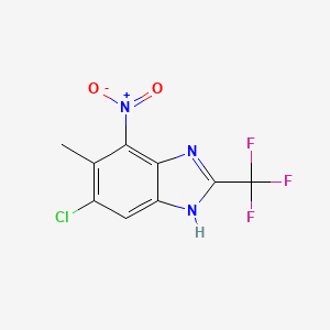 molecular formula C9H5ClF3N3O2 B13781348 6-Chloro-5-methyl-4-nitro-2-(trifluoromethyl)benzimidazole CAS No. 89427-23-6