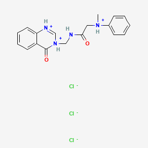 molecular formula C18H21Cl3N4O2 B13781377 Acetamide, N-(3,4-dihydro-4-oxo-3-quinazolinylmethyl)-2-(N-methylanilino)-, trihydrochloride CAS No. 70395-17-4