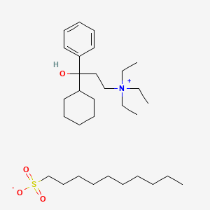 molecular formula C31H57NO4S B13781381 (3-Cyclohexyl-3-hydroxy-3-phenylpropyl)triethylammonium decanesulfonate CAS No. 67635-58-9