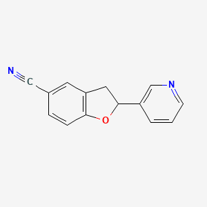 molecular formula C14H10N2O B13781414 2-(Pyridin-3-YL)-2,3-dihydrobenzofuran-5-carbonitrile CAS No. 851777-36-1