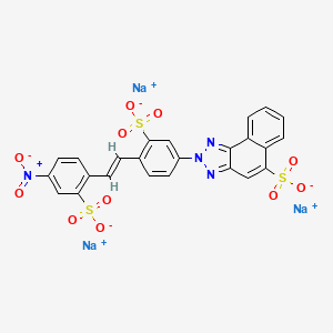 molecular formula C24H13N4Na3O11S3 B13781434 2H-Naphtho[1,2-d]triazole-5-sulfonic acid, 2-[4-[2-(4-nitro-2-sulfophenyl)ethenyl]-3-sulfophenyl]-, trisodium salt CAS No. 69178-37-6