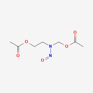 molecular formula C7H12N2O5 B13781468 Acetic acid, 2-((acetoxymethyl)nitrosamino)ethyl ester CAS No. 70103-77-4
