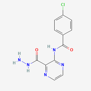 molecular formula C12H10ClN5O2 B13781541 4-chloro-N-[3-(hydrazinecarbonyl)pyrazin-2-yl]benzamide CAS No. 91961-77-2
