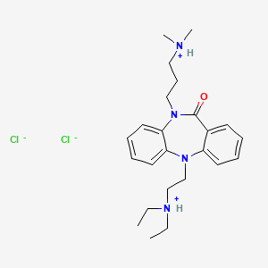 molecular formula C24H36Cl2N4O B13781568 11H-Dibenzo(b,e)(1,4)diazepin-11-one, 5,10-dihydro-5-(2-(diethylamino)ethyl)-10-(3-(dimethylamino)propyl)-, dihydrochloride CAS No. 67195-39-5