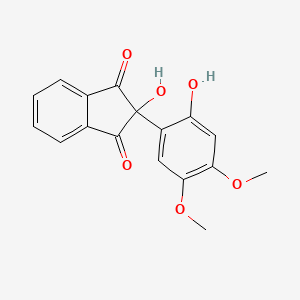 molecular formula C17H14O6 B13781630 1H-Indene-1,3(2H)-dione, 2-hydroxy-2-(2-hydroxy-4,5-dimethoxyphenyl)- CAS No. 75840-18-5