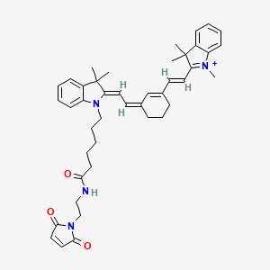 molecular formula C43H51N4O3+ B13781713 6-[(2Z)-3,3-dimethyl-2-[(2Z)-2-[3-[(E)-2-(1,3,3-trimethylindol-1-ium-2-yl)ethenyl]cyclohex-2-en-1-ylidene]ethylidene]indol-1-yl]-N-[2-(2,5-dioxopyrrol-1-yl)ethyl]hexanamide 