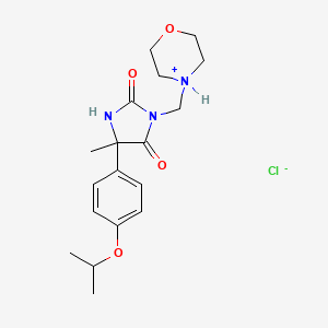 molecular formula C18H26ClN3O4 B13781752 2,4-Imidazolidinedione, 5-methyl-5-(4-(1-methylethoxy)phenyl)-3-(4-morpholinylmethyl)-, monohydrochloride CAS No. 98402-05-2