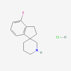 molecular formula C13H17ClFN B1378178 4-Fluoro-2,3-dihydrospiro[indene-1,3'-piperidine] hydrochloride CAS No. 1414959-17-3