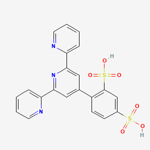 molecular formula C21H15N3O6S2 B13781796 4-(2,6-dipyridin-2-ylpyridin-4-yl)benzene-1,3-disulfonic acid 