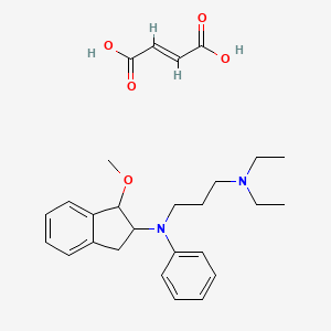 molecular formula C27H36N2O5 B13781887 N-(2,3-Dihydro-1-methoxy-1H-inden-2-yl)-N',N'-diethyl-N-phenylpropane-1,3-diamine fumarate CAS No. 56485-86-0