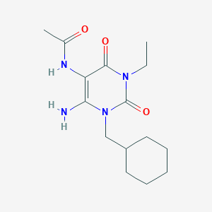 molecular formula C15H24N4O3 B13781923 Acetamide,N-[6-amino-1-(cyclohexylmethyl)-3-ethyl-1,2,3,4-tetrahydro-2,4-dioxo-pyrimidin-5-YL]- 