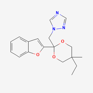 molecular formula C18H21N3O3 B13781937 trans-1-((2-(2-Benzofuranyl)-5-ethyl-5-methyl-1,3-dioxan-2-yl)methyl)-1H-1,2,4-triazole CAS No. 98532-78-6