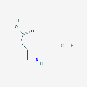 molecular formula C5H8ClNO2 B1378195 Azetidin-3-ylideneacetic acid hydrochloride CAS No. 240805-24-7