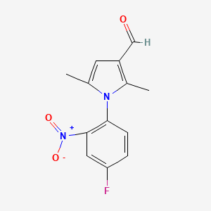 molecular formula C13H11FN2O3 B13782009 1-(4-fluoro-2-nitrophenyl)-2,5-dimethylpyrrole-3-carbaldehyde 