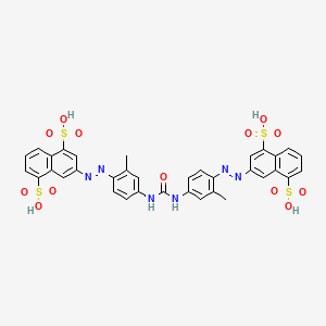 molecular formula C35H28N6O13S4 B13782031 1,5-Naphthalenedisulfonic acid, 3,3'-[carbonylbis[imino(2-methyl-4,1-phenylene)azo]]bis- CAS No. 25738-24-3