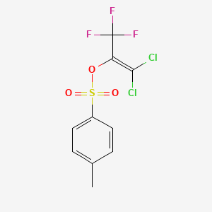 molecular formula C10H7Cl2F3O3S B13782057 1,1-Dichloro-3,3,3-trifluoroprop-1-en-2-yl 4-methylbenzene-1-sulfonate 