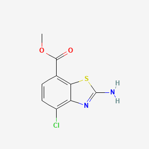 molecular formula C9H7ClN2O2S B1378211 2-Amino-4-chlorobenzothiazole-7-carboxylic acid methyl ester CAS No. 1260381-62-1